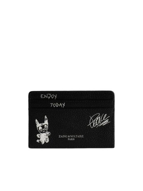 Zadig & Voltaire graffiti-print leather cardholder