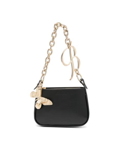 butterfly-charm leather shoulder bag