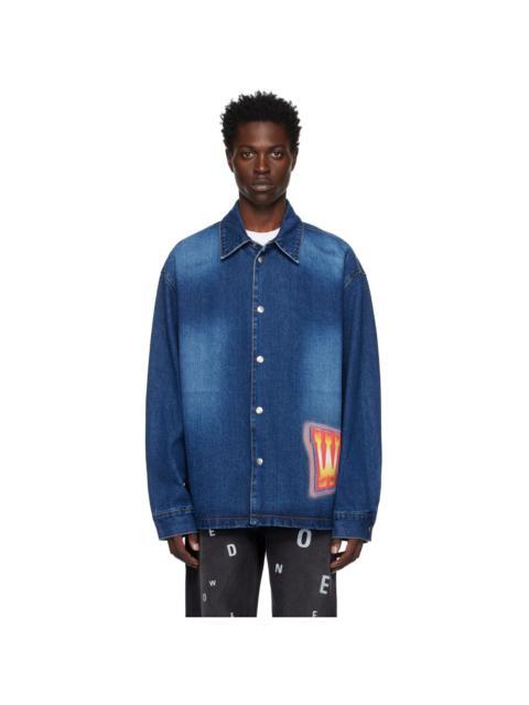 We11done Blue Painted Denim Jacket