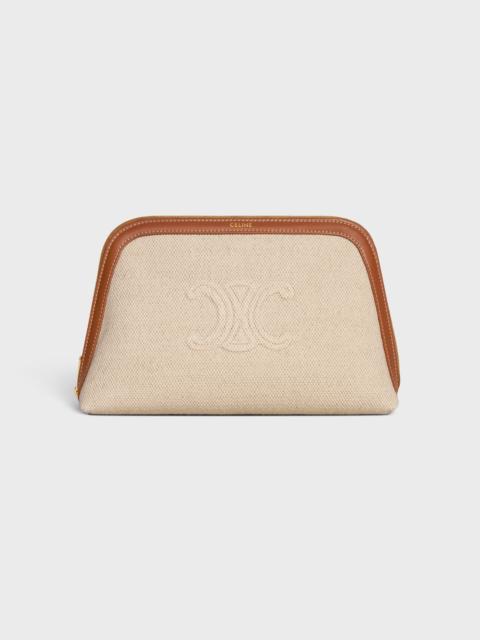 CELINE MEDIUM COSMETIC POUCH IN TEXTILE WITH TRIOMPHE AND CALFSKIN
