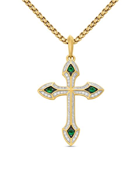DAVID YURMAN Men's Gothic Cross Amulet in 18K Yellow Gold - Emerald