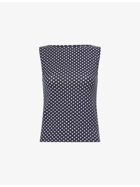 Reformation Dusk Polka-Dot Stretch-Jersey Top