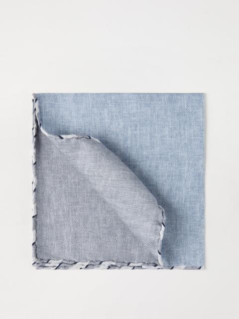 Brunello Cucinelli Silk pocket square with striped border