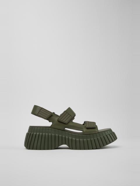 CAMPER BCN Green Leather Sandals for Women.