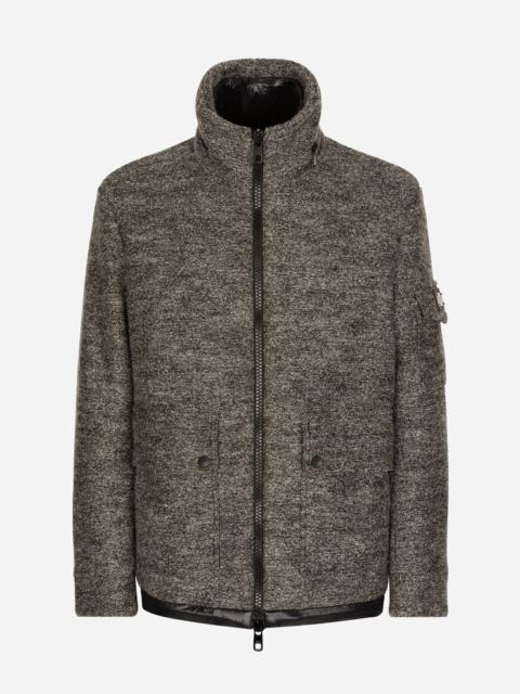 Padded wool jacket with branded tag