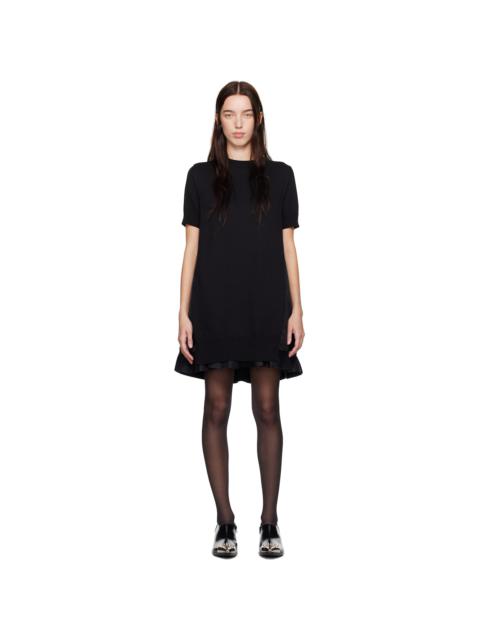 sacai Black Nylon Twill & Knit Minidress
