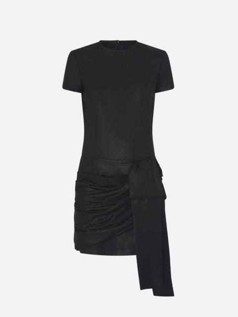PINKO SHORT PINSTRIPED DRESS WITH DRAPING