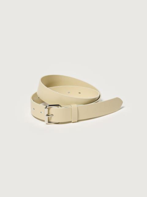 AURALEE GLAZED LEATHER ROLLER BUCKLE BELT