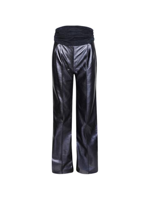 panelled high-shine trousers