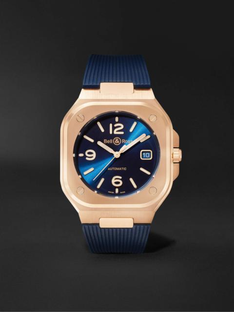 BR 05 Blue Gold Automatic 40mm 18-Karat Rose Gold and Rubber Watch, Ref. No. BR05A-BLU-PG/SRB