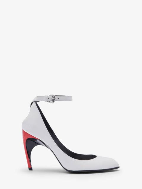 Women's Armadillo Ankle Strap Pump in Ivory/black/lust Red