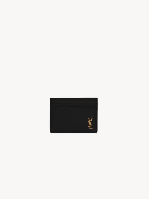 SAINT LAURENT TINY CASSANDRE CARD CASE IN GRAINED LEATHER