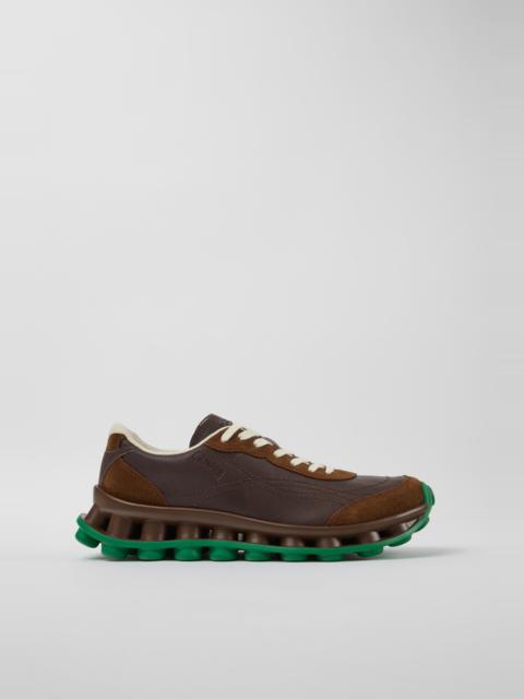 CAMPER Pelotissima Brown Leather and Nubuck Sneakers for Men.