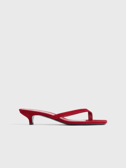 TOTEME Suede heeled flip flops scarlet