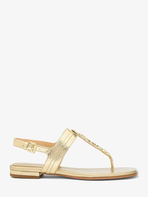 MICHAEL KORS Marcia Embellished Metallic Leather Sandal