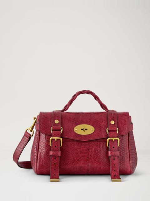 Mulberry Mini Alexa Apple Red Waxed Snake Print