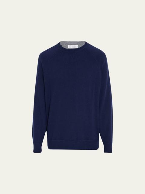 Brunello Cucinelli Men's Cashmere Raglan Crewneck Sweater