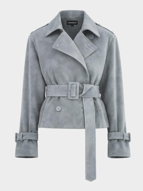 LAMARQUE Dhana Suede Cropped Trench Coat