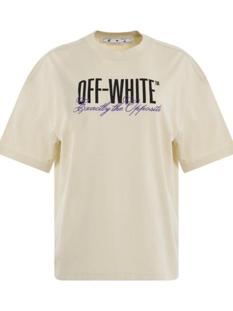 Off-White Big Logo Opposite Oversize T-Shirt in Beige/Black