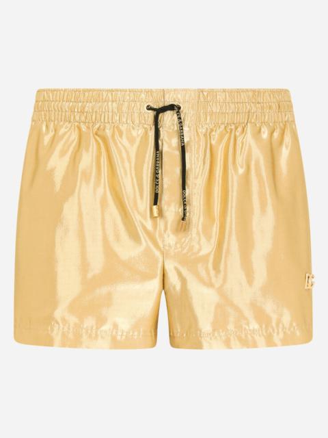 Dolce & Gabbana Short swim trunks with metal DG logo