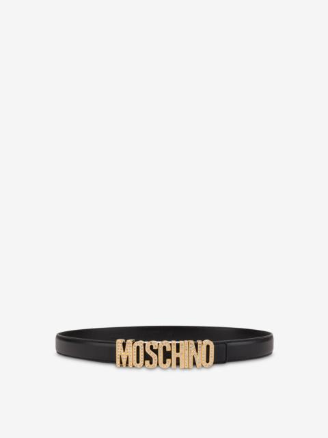 Moschino CRYSTAL LETTERING CALFSKIN BELT