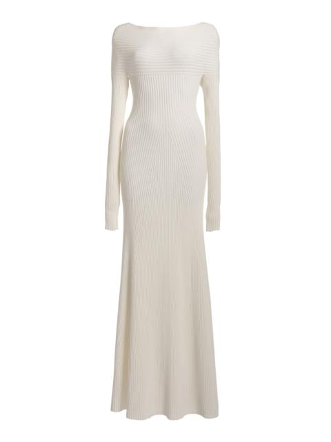 Off-the-Shoulder Knit Maxi Dress ivory