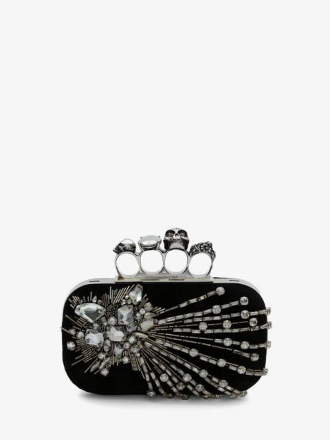 Alexander McQueen Women's Skull Four Ring Clutch in Black