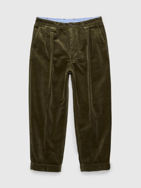BEAMS PLUS 2-Pleat Corduroy Trousers in Dark Green
