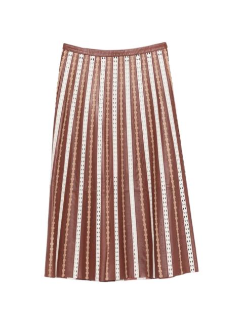 Yves Salomon striped leather midi skirt