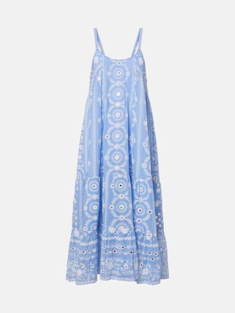 juliet dunn Printed sequined cotton midi dress