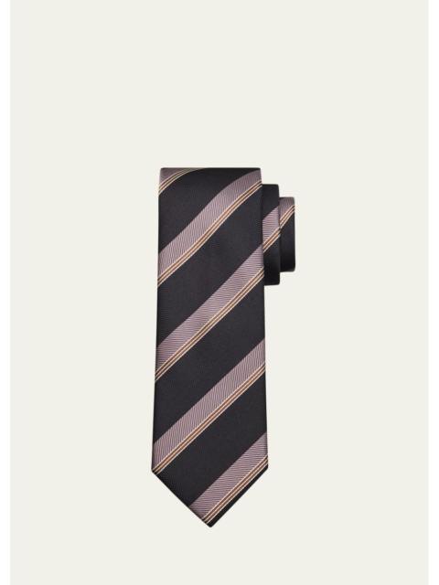 Brioni Men's Stripe Jacquard Silk Tie