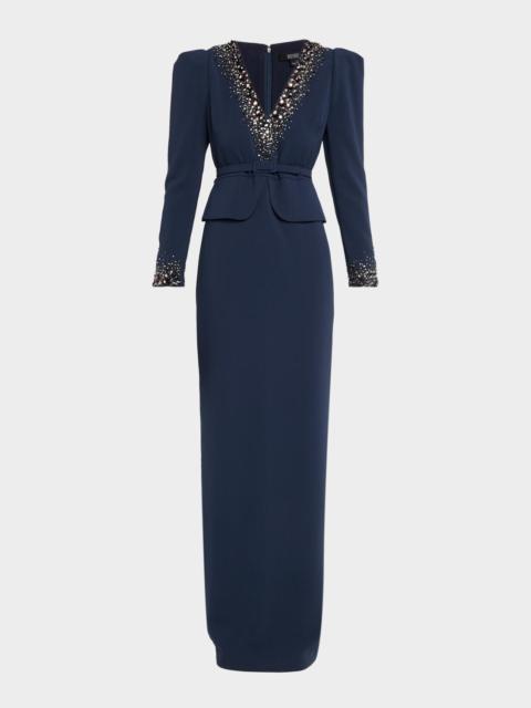 BADGLEY MISCHKA Crystal-Embellished Column Gown