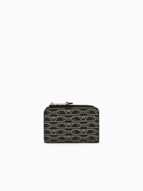 EMPORIO ARMANI Bifold wallet with all-over monogram print