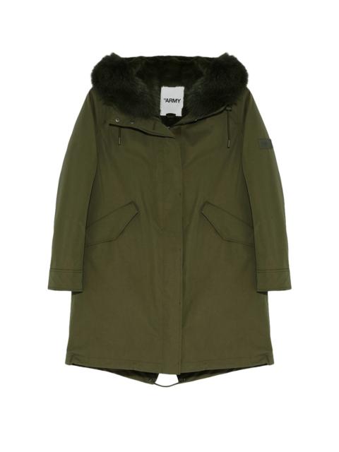 Waterproof cotton blend parka with fox and rabbit fur