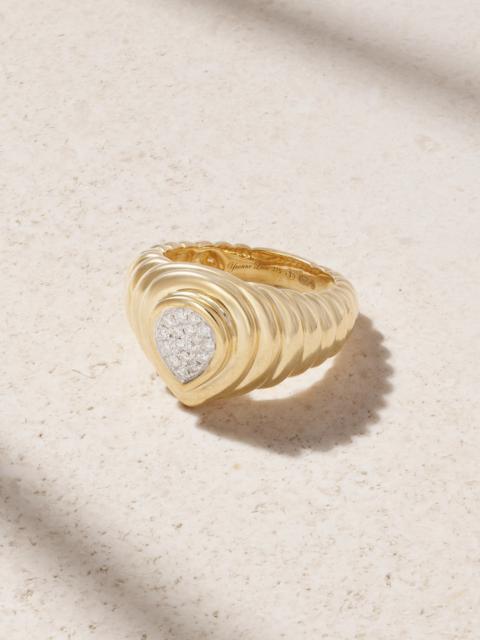 Yvonne Léon Mini 9-karat Gold Diamond Signet Ring