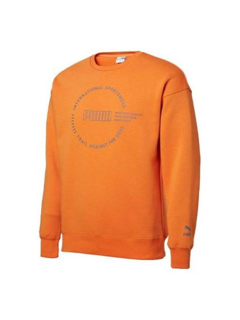 PUMA Alphabet Logo Printing Fleece Lined Round Neck Orange 597200-17