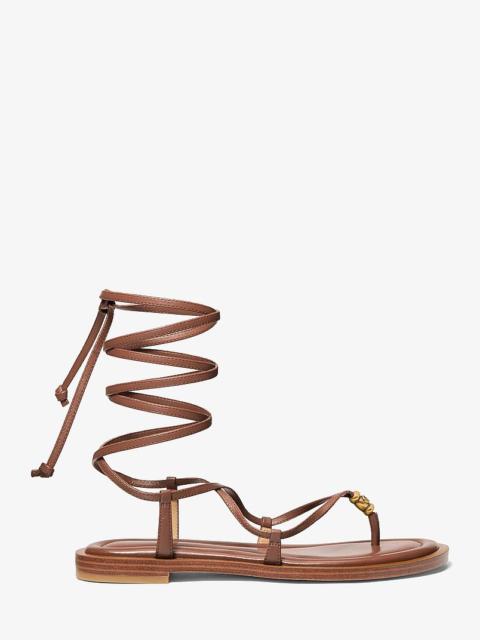 MICHAEL KORS Khloe Embellished Leather Lace-Up Sandal