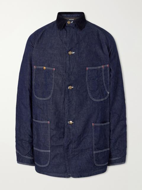 orSlow Corduroy-Trimmed Denim Jacket