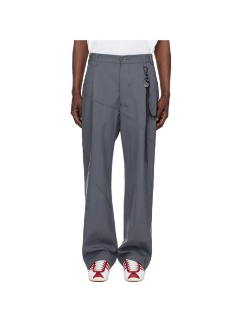Song for the Mute Gray Slash Loose Pleated Trousers