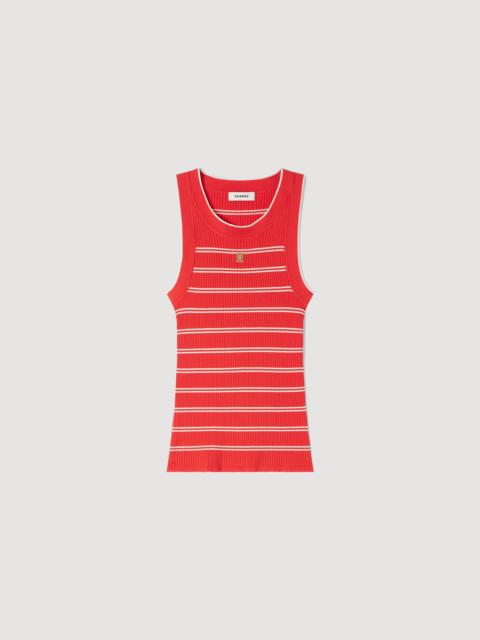 Sandro STRIPED RIBBED VEST TOP