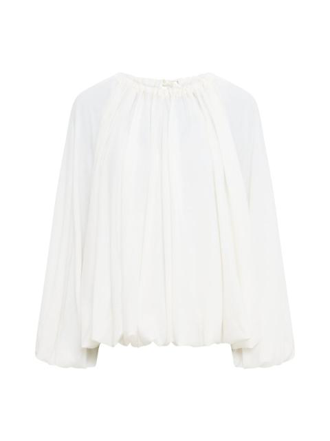 GABRIELA HEARST Diggory Pleated Top in Ivory Wool Cashmere Voile