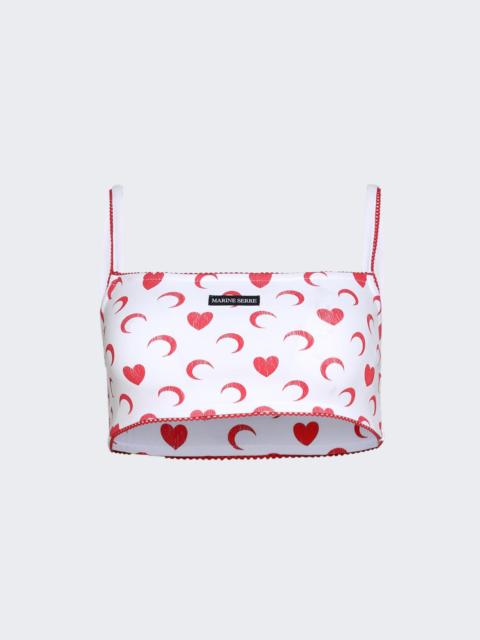 Marine Serre Moon Heart Bra White And Red