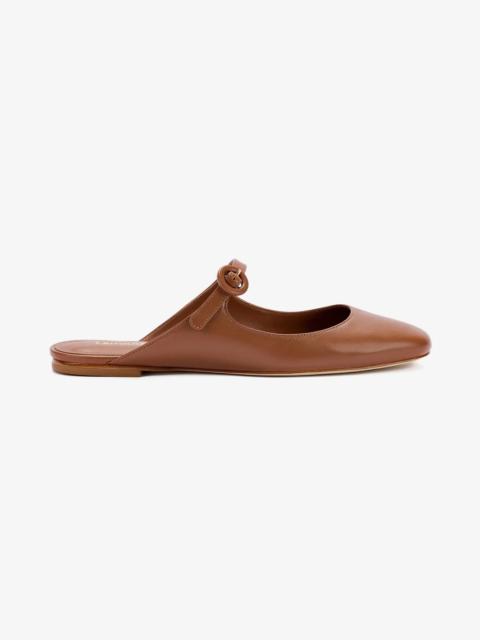 Larroudé Blair Flat Mule In Caramel Leather