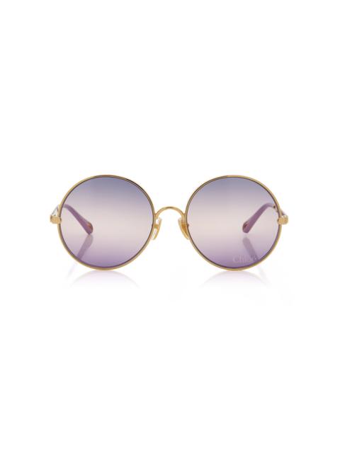 Chloé Aly Round-Frame Metal Sunglasses pink