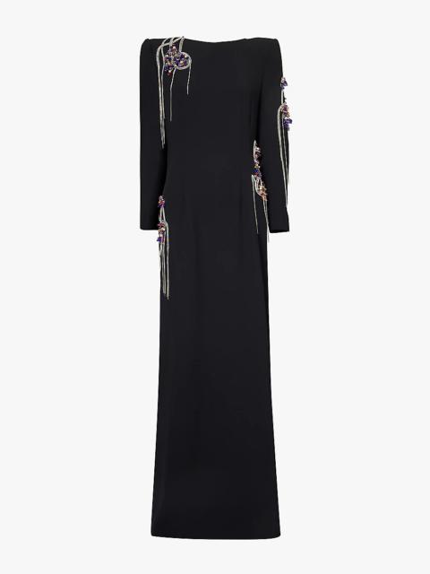 Dalista embellished column crepe gown