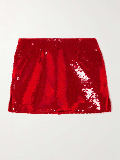 16ARLINGTON Quattro sequined satin-twill mini skirt