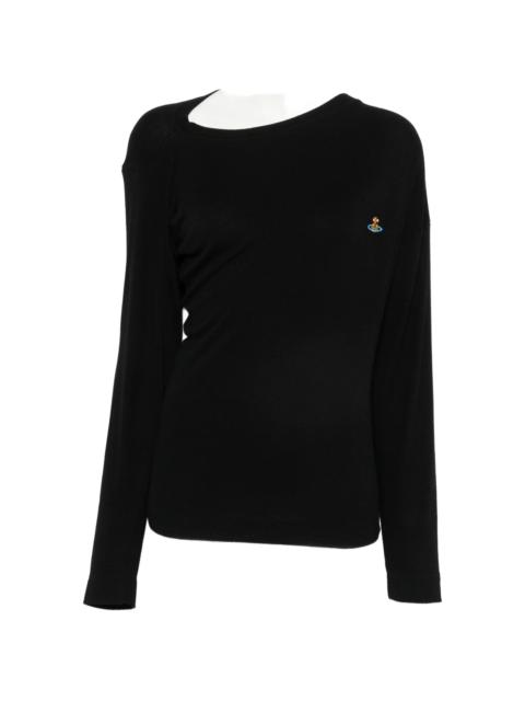 Vivienne Westwood Vivienne Westwood Orb-embroidered Asymmetric-neck T-shirt