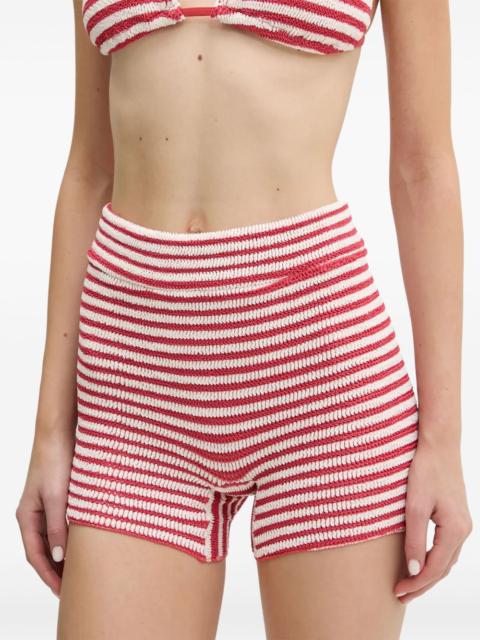 bond-eye striped high-waisted bikini bottoms