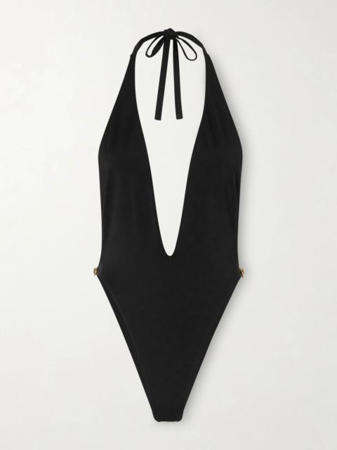 VERSACE Vita logo-embellished swimsuit Black