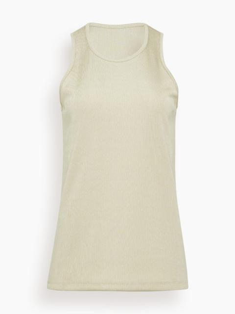 Tibi Stretch Luxe Rib Tank Top in Taupe